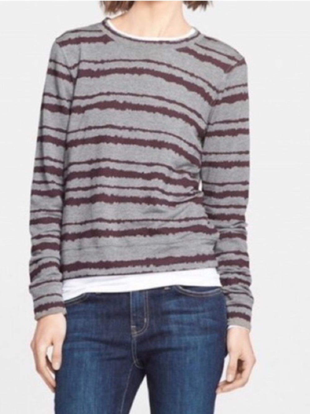 A.L.C. Conlo Frequency Gray Purple Crewneck Stripe Sweater XS